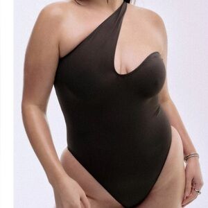 Yevrah black one shoulder swimsuit. Size small. NWT.